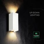 V‑TAC 24345VT Φωτιστικό Τοίχου LED Λευκό 1250lm 3CCT Up‑Down IP65 71×71×171