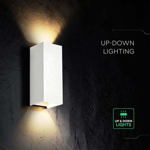 V‑TAC 24345VT Φωτιστικό Τοίχου LED Λευκό 1250lm 3CCT Up‑Down IP65 71×71×171