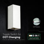 V‑TAC 24345VT Φωτιστικό Τοίχου LED Λευκό 1250lm 3CCT Up‑Down IP65 71×71×171