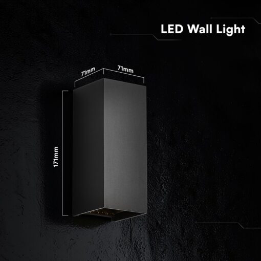V‑TAC 24346VT Φωτιστικό Τοίχου LED Μαύρο 1250lm 3CCT Up‑Down IP65 71×71×171