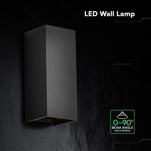 V‑TAC 24346VT Φωτιστικό Τοίχου LED Μαύρο 1250lm 3CCT Up‑Down IP65 71×71×171