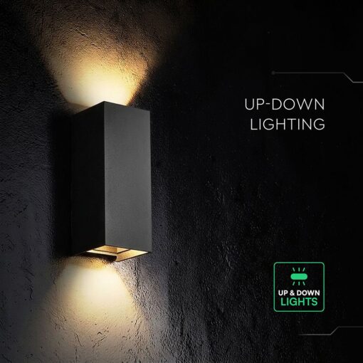 V‑TAC 24346VT Φωτιστικό Τοίχου LED Μαύρο 1250lm 3CCT Up‑Down IP65 71×71×171