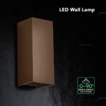 V‑TAC 24346VT Φωτιστικό Τοίχου LED Σκουριά 1250lm 3CCT Up‑Down IP65 71×71×171