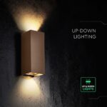 V‑TAC 24346VT Φωτιστικό Τοίχου LED Σκουριά 1250lm 3CCT Up‑Down IP65 71×71×171