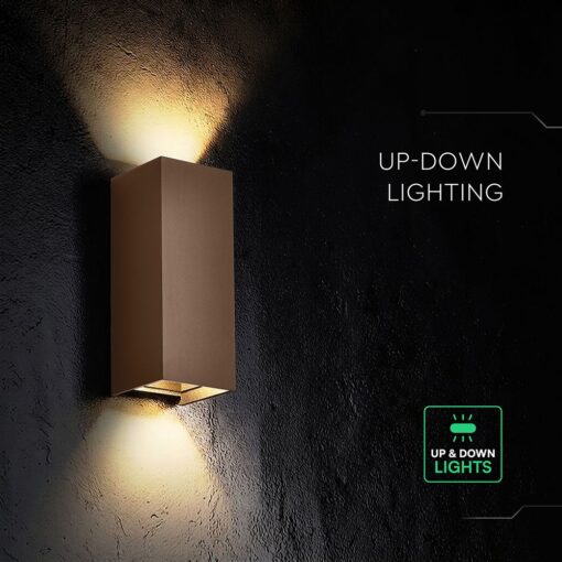 V‑TAC 24346VT Φωτιστικό Τοίχου LED Σκουριά 1250lm 3CCT Up‑Down IP65 71×71×171