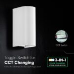 V‑TAC 24348VT Φωτιστικό Τοίχου LED Λευκό 1250lm 3CCT Up‑Down IP65 71×96×171