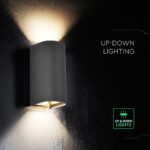 V‑TAC 24349VT Φωτιστικό Τοίχου LED Μαύρο 1250lm 3CCT Up‑Down IP65 71×96×171