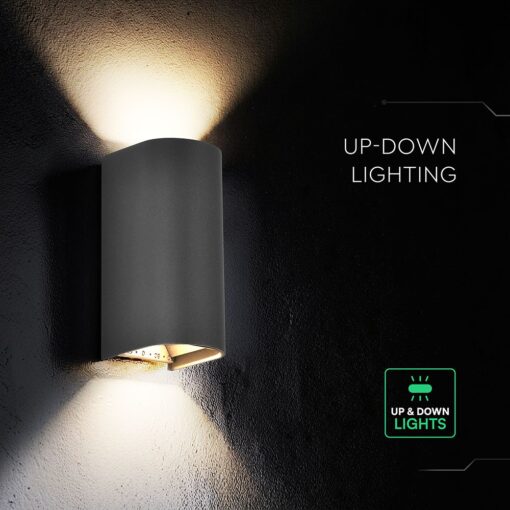 V‑TAC 24349VT Φωτιστικό Τοίχου LED Μαύρο 1250lm 3CCT Up‑Down IP65 71×96×171