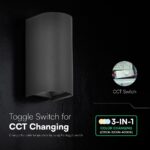 V‑TAC 24349VT Φωτιστικό Τοίχου LED Μαύρο 1250lm 3CCT Up‑Down IP65 71×96×171