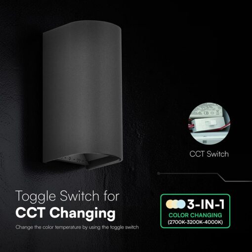 V‑TAC 24349VT Φωτιστικό Τοίχου LED Μαύρο 1250lm 3CCT Up‑Down IP65 71×96×171