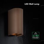 V‑TAC 24349VT Φωτιστικό Τοίχου LED Σκουριά 1250lm 3CCT Up‑Down IP65 71×96×171
