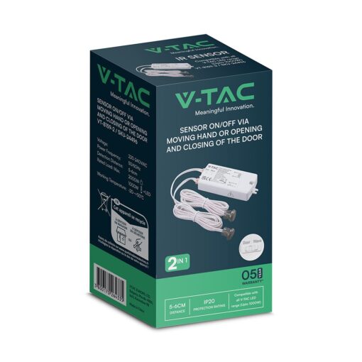 V‑TAC 24496VT Αισθητήρας Πόρτας & Χειρός Υπέρυθρος Λευκός Max 1000W IR 90×40×17