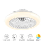 Ανεμιστήρας οροφής 20w + 40w 3CCT 4400lm με control & App Λευκός Braytron BH85-00040BR