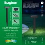 Braytron BG36‑00781 Solar Καρφωτό Κήπου 8W 2CCT 70lm IP65 Μαύρο – Σετ 2 τεμ.