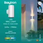 Απλίκα Vekta 2x9w IP65 1780lm 3CCT IP65 Braytron BG38-02580BR