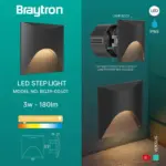 Απλίκα χωνευτή “Veksus” IP65 3000k 180lm Μαύρη Braytron BG39-00401BR