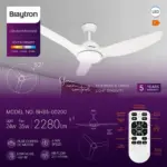 Ανεμιστήρας οροφής 35w + 24w 3CCT 2280lm με control Λευκός Braytron BH85-00200BR