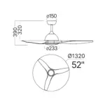 Ανεμιστήρας οροφής 35w + 24w 3CCT 2280lm με control Λευκός Braytron BH85-00200BR