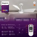 Braytron BH85‑00220 Ανεμιστήρας Οροφής 30W + 18W LED 3CCT 1800lm Ø960mm Λευκός με Τηλεχειριστήριο