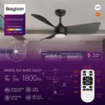 Ανεμιστήρας οροφής 30w + 18w 3CCT 1800lm με control Μαύρος Braytron BH85-00221BR