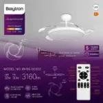 Braytron BH85‑00300 Ανεμιστήρας Οροφής 32W + 30W LED 3CCT 2600lm Ø1060mm Λευκός με Τηλεχειριστήριο