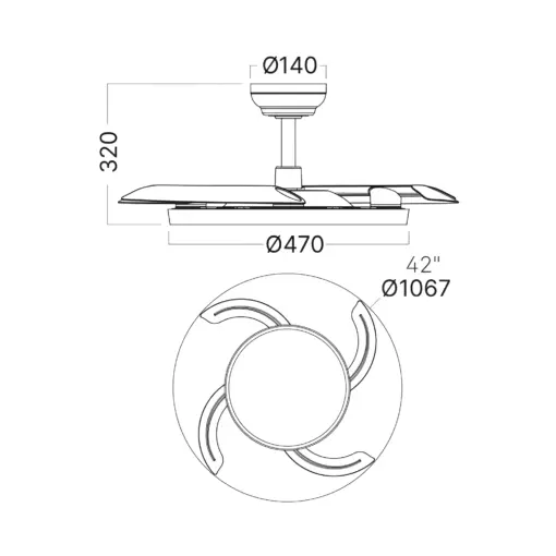 Braytron BH85‑00300 Ανεμιστήρας Οροφής 32W + 30W LED 3CCT 2600lm Ø1060mm Λευκός με Τηλεχειριστήριο