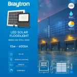 Προβολέας ηλιακός (solar) IP65 50w (15w) 600lm 3CCT 2m Καλωδιο Braytron BT64-10681BR