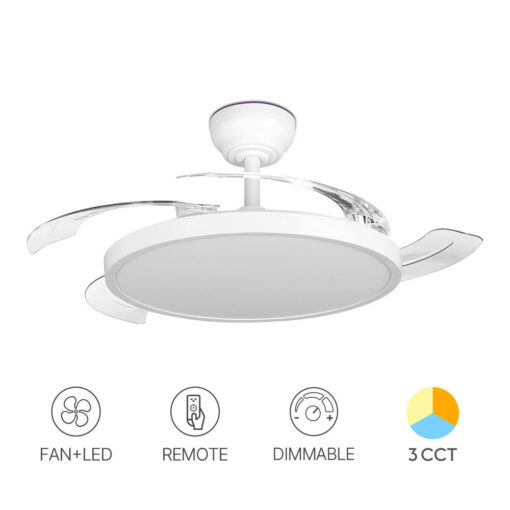 Braytron BH85‑00300 Ανεμιστήρας Οροφής 32W + 30W LED 3CCT 2600lm Ø1060mm Λευκός με Τηλεχειριστήριο
