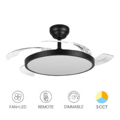 Ανεμιστήρας οροφής 30w + 32w 3CCT 3160lm με control Μαύρος Braytron BH85-00301BR
