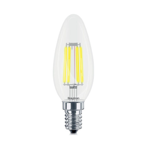 Λάμπα led filament διάφανη Κερί Ε14 6W 3000K Braytron BA36-00610BR